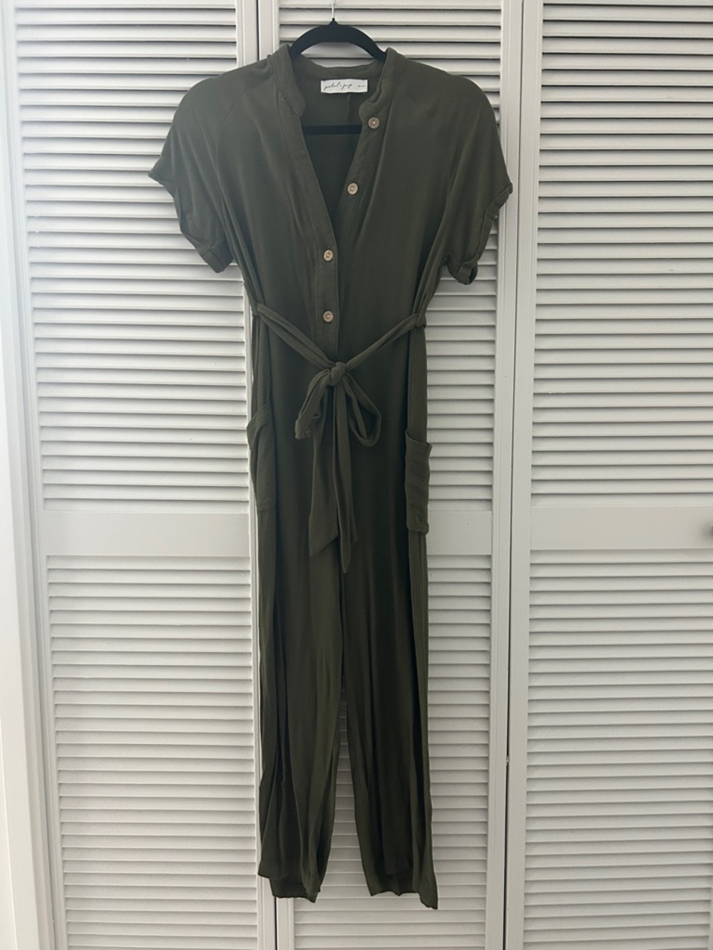 Petal & Pup Olive Green Button-Front Jumpsuit